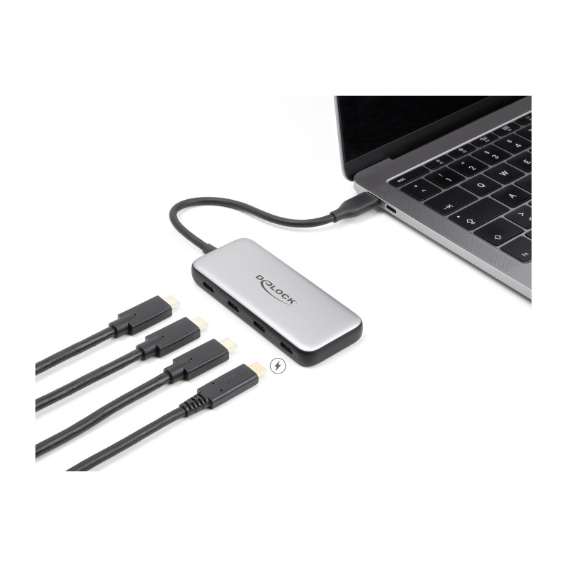 Delock USB 10 Gbps USB Type-C™ Hub mit 4 x USB Type-C™ Buchse und PD 85 Watt
