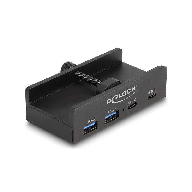 Delock Externer USB 5 Gbps 4 Port Hub 2 x USB Typ-A und 2 x USB Type-C™ mit Feststellschraube