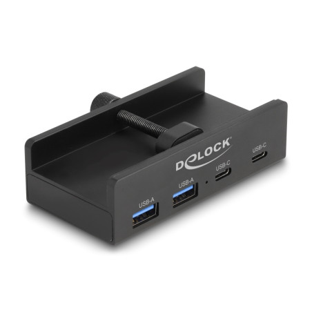 Delock Externer USB 5 Gbps 4 Port Hub 2 x USB Typ-A und 2 x USB Type-C™ mit Feststellschraube