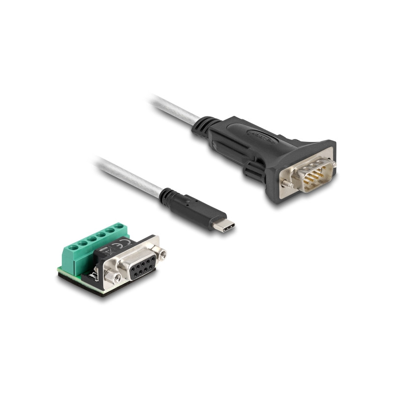 Delock Adapter USB Type-C™ zu 1 x Seriell RS-422/485 Stecker mit 6 Pin Terminalblock 5 V 0,5 m