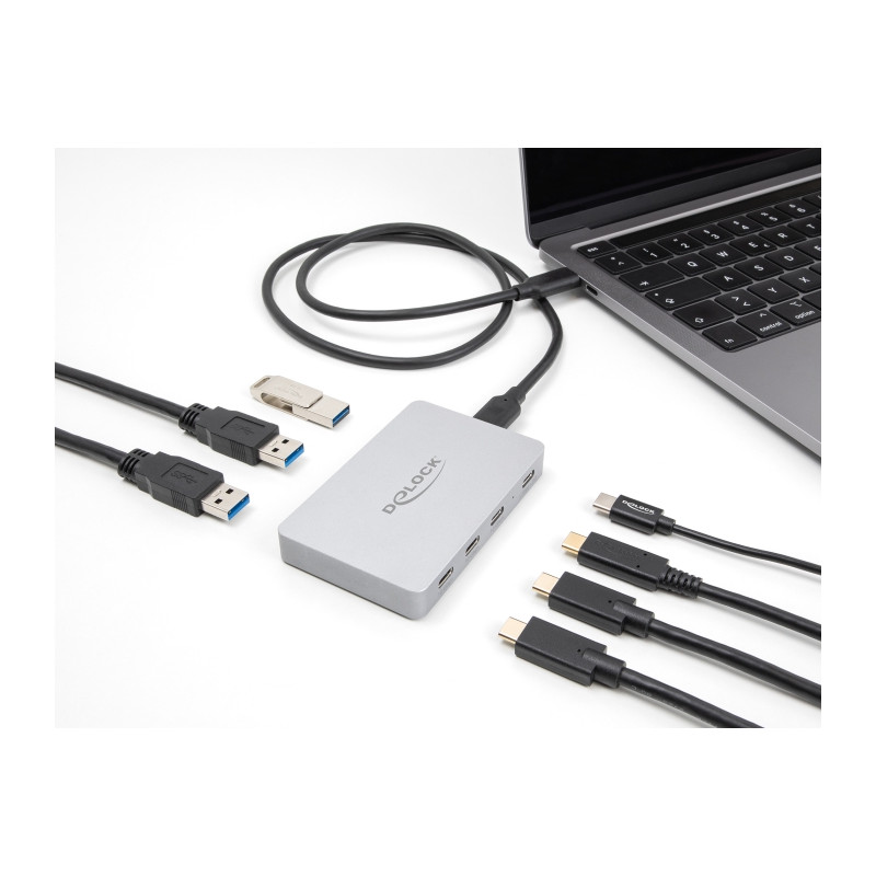 Delock 7 Port USB Hub mit 4 x USB Type-C™ Buchse und 3 x USB Typ-A Buchse mit PD 82 W