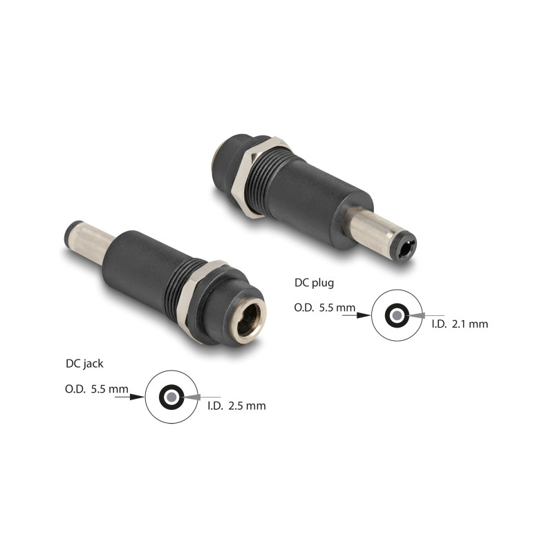 Delock Adapter DC 5,5 x 2,5 mm Buchse zu DC 5,5 x 2,1 mm Stecker