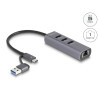 Delock 3 Port USB 5 Gbps Hub + Gigabit LAN mit USB Type-C™ oder USB Typ-A Anschluss im Metallgehäuse