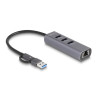 Delock 3 Port USB 5 Gbps Hub + Gigabit LAN mit USB Type-C™ oder USB Typ-A Anschluss im Metallgehäuse