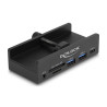 Delock Externer USB 5 Gbps 3 Port Hub 2 x USB Typ-A, 1 x USB Type-C™ und 2 Slot Card Reader mit Feststellschraube