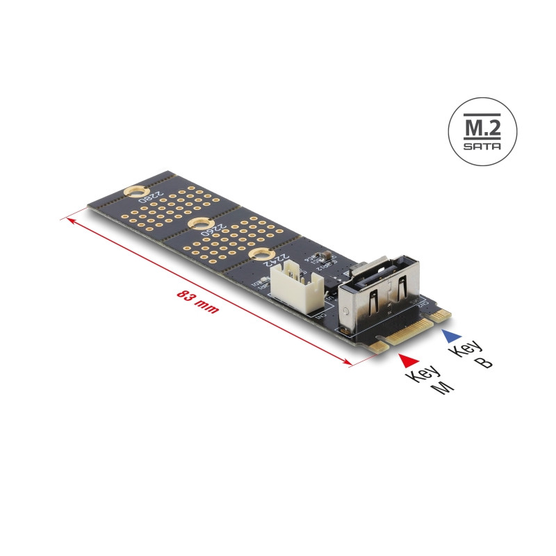 Delock Adapter M.2 Key B Stecker zu SATA 7 Pin vertikal