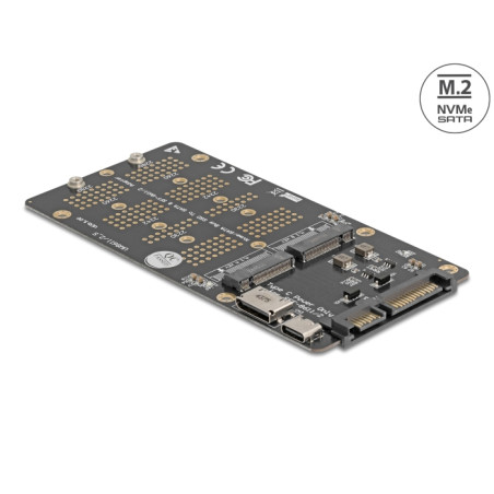Delock Konverter M.2 Key M NVMe SSD zu OCuLink SFF-8612 und M.2 Key B SATA SSD zu SATA