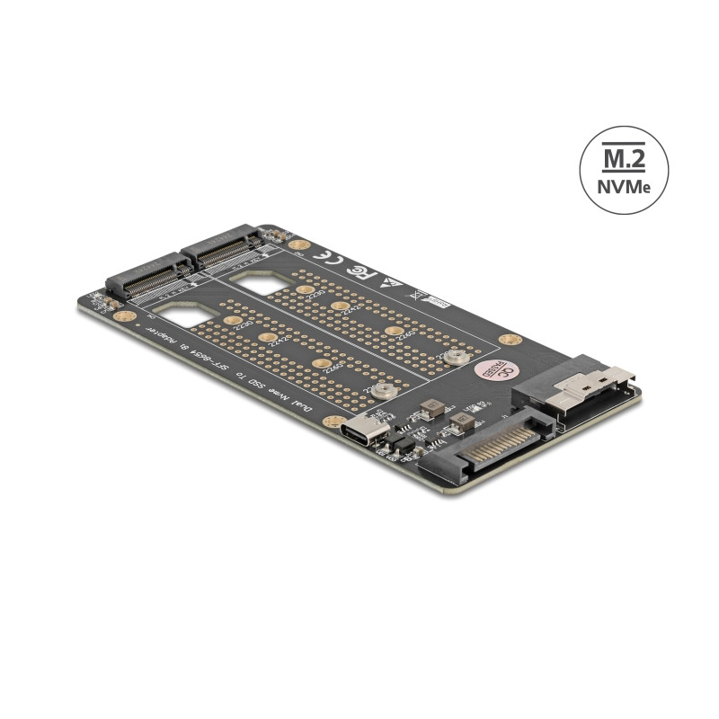 Delock SFF-8654 8i zu 2 x M.2 Key M NVMe SSD Konverter