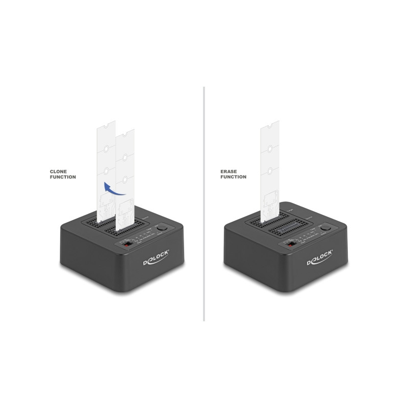 Delock USB 20 Gbps M.2 Dockingstation für 2 x M.2 NVMe PCIe SSD mit Klon- und Löschfunktion