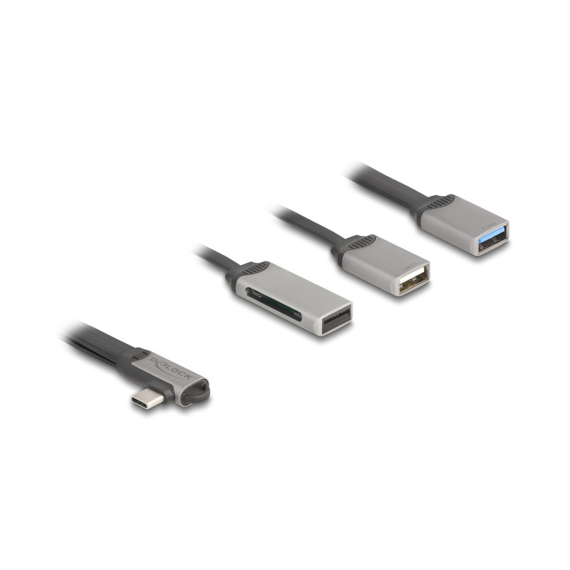 Delock 2 Port USB Hub inklusive SD und Micro SD Card Reader mit USB Type-C™ Anschluss