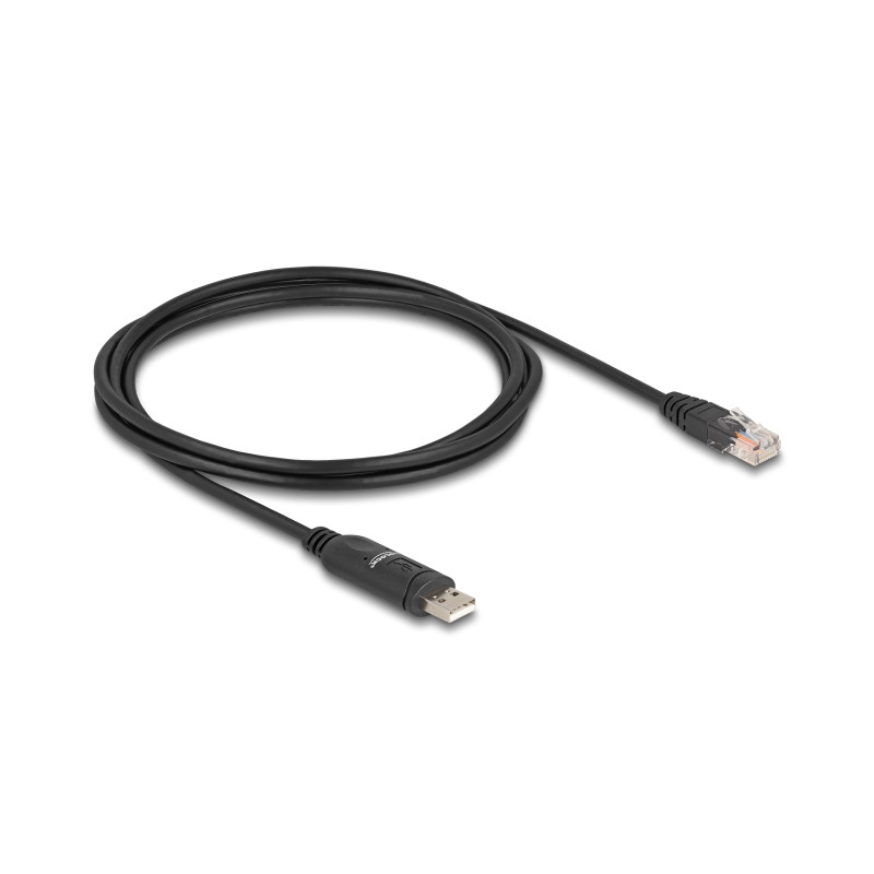 Delock Adapter USB 2.0 Typ-A Stecker zu 1 x Seriell RS-232 RJ45 Stecker 1,8 m schwarz