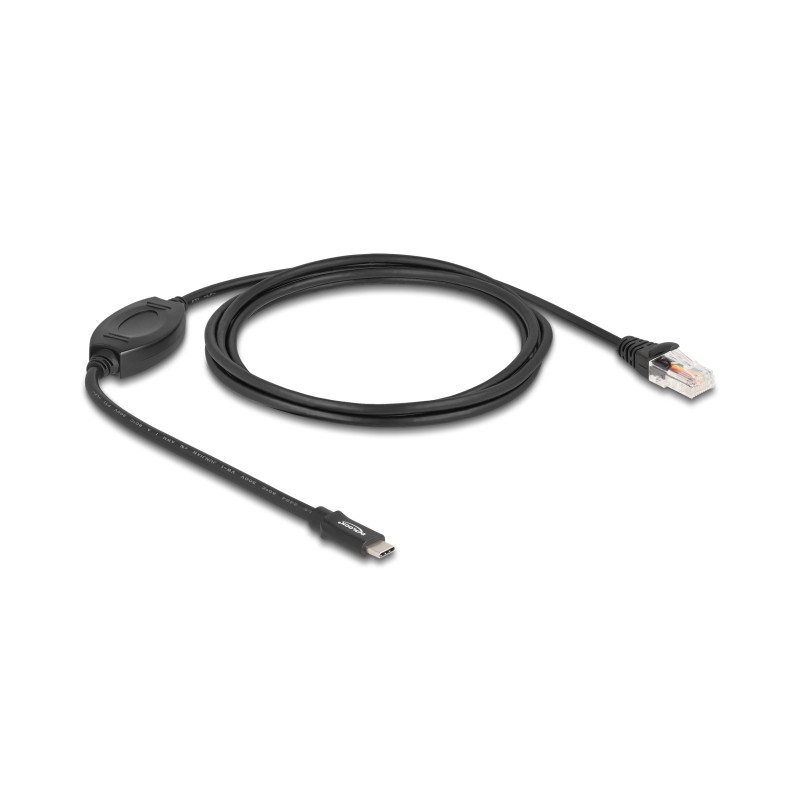 Delock Adapter USB 2.0 Type-C™ Stecker zu 1 x Seriell RS-232 RJ45 Stecker 1,8 m schwarz