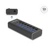 Delock 7 Port USB Hub mit 3 Ports 10 Gbps und 4 Schnellladeports 5 Gbps mit Schalter und Beleuchtung