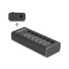 Delock 7 Port USB Hub mit 3 Ports 10 Gbps und 4 Schnellladeports 5 Gbps mit Schalter und Beleuchtung