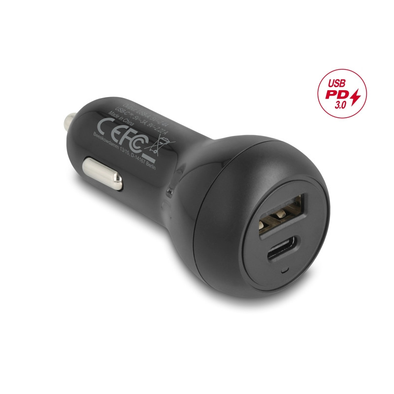 Delock Kfz Ladeadapter USB Type-C™ PD 3.0 und USB Typ-A mit 32 W