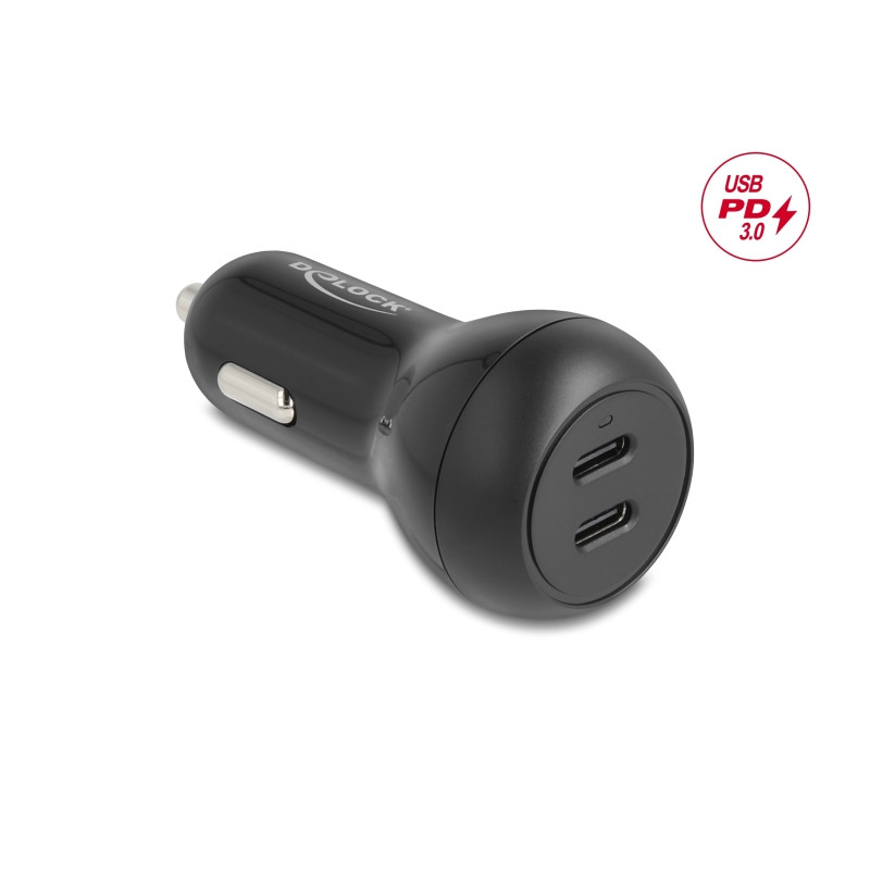 Delock Kfz Ladeadapter 2 x USB Type-C™ PD 3.0 mit 40 W