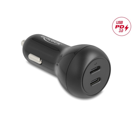 Delock Kfz Ladeadapter 2 x USB Type-C™ PD 3.0 mit 40 W