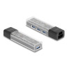 Delock 4 Port USB Hub 5 Gbps mit USB Typ-A oder USB Type-C™ Anschluss in transparentem Gehäuse