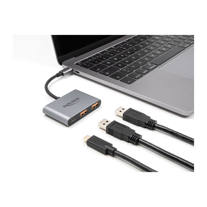 Delock 3 Port USB Hub 10 Gbps mit USB Type-C™ zu 1 x USB Type-C™ + 2 x USB Typ-A