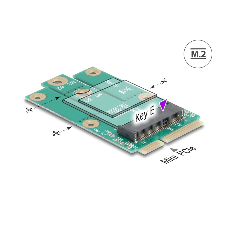 Delock Adapter Mini PCIe Stecker zu M.2 Key E Slot