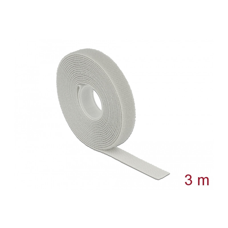 Delock Klettband auf Rolle L 3 m x B 13 mm grau