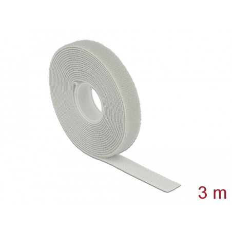 Delock Klettband auf Rolle L 3 m x B 13 mm grau