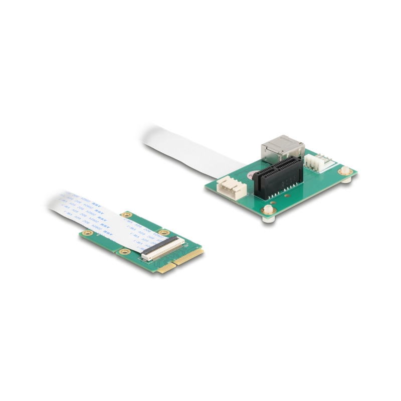 Delock Konverter Mini PCIe Stecker zu PCI Express x1 Slot mit flexiblem Kabel und USB Port