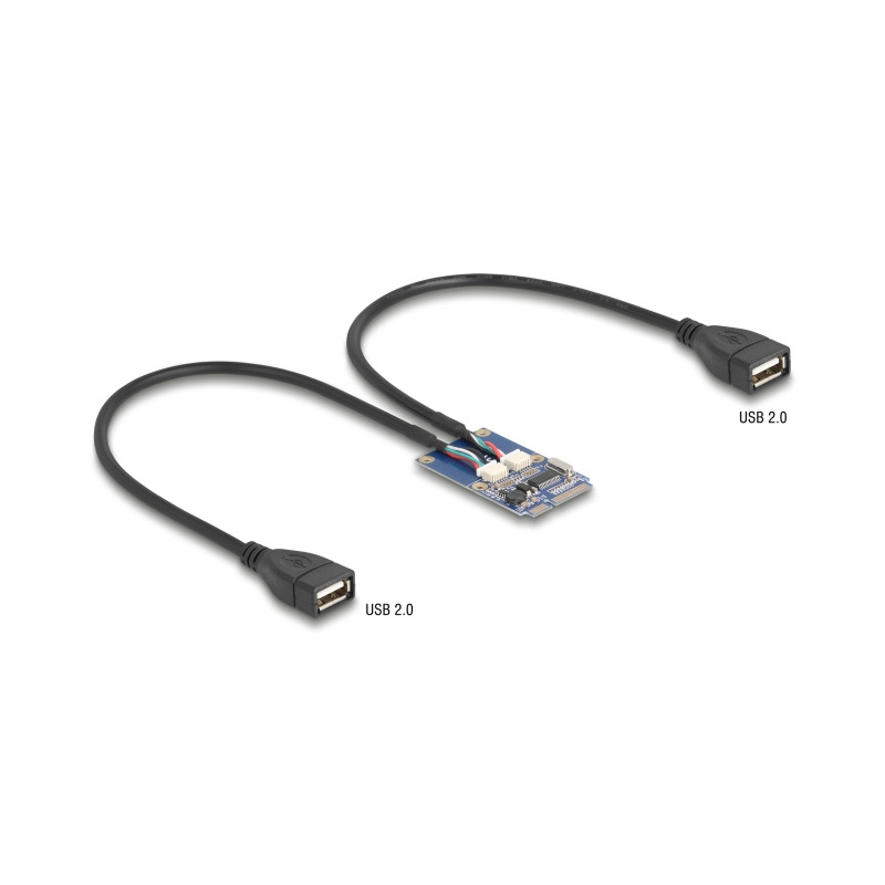 Delock Mini PCIe Adapter full size zu 2 x USB 2.0 Typ-A Buchse 30 cm