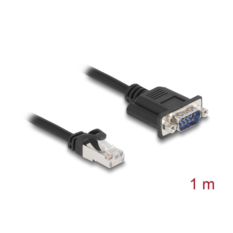 Delock CAN Bus Kabel RJ45 Stecker zu D-Sub 9 Pin Stecker mit Muttern Cat.5e STP 1 m
