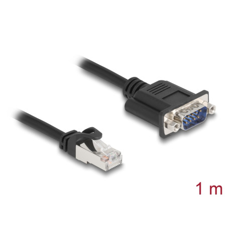 Delock CAN Bus Kabel RJ45 Stecker zu D-Sub 9 Pin Stecker mit Muttern Cat.5e STP 1 m