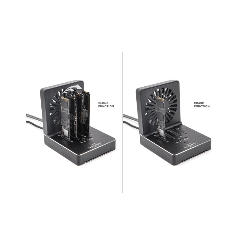 Delock USB 20 Gbps M.2 Dockingstation für 4 x M.2 NVMe PCIe SSD mit Klon- und Löschfunktion