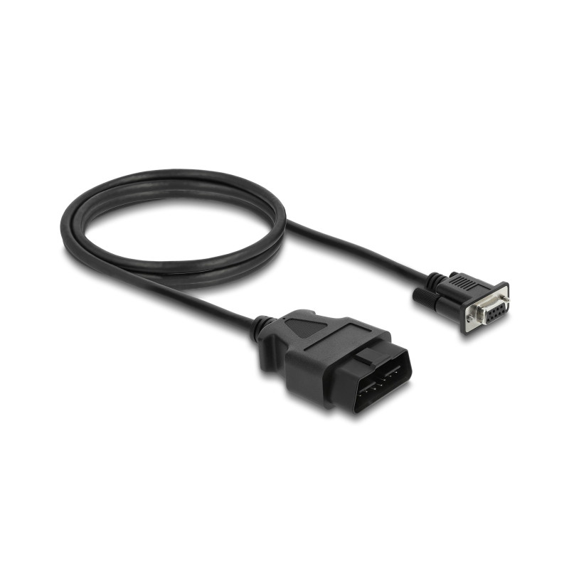 Delock Adapterkabel OBD-2 Stecker auf Sub-D 9 Pin Buchse mit Schrauben 1,15 m
