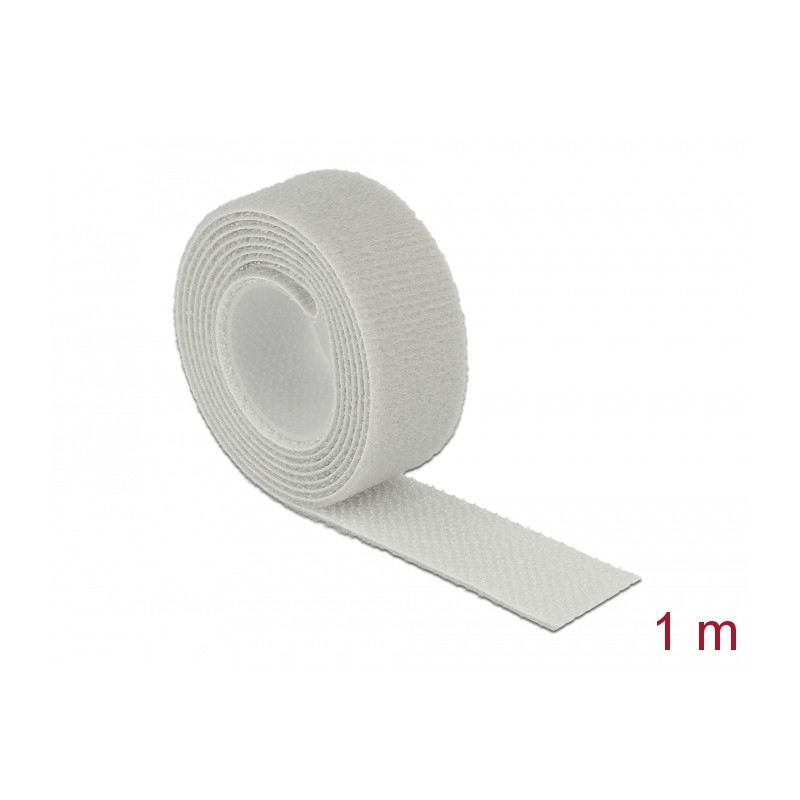 Delock Klettband auf Rolle L 1 m x B 20 mm grau