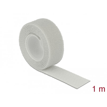 Delock Klettband auf Rolle L 1 m x B 20 mm grau