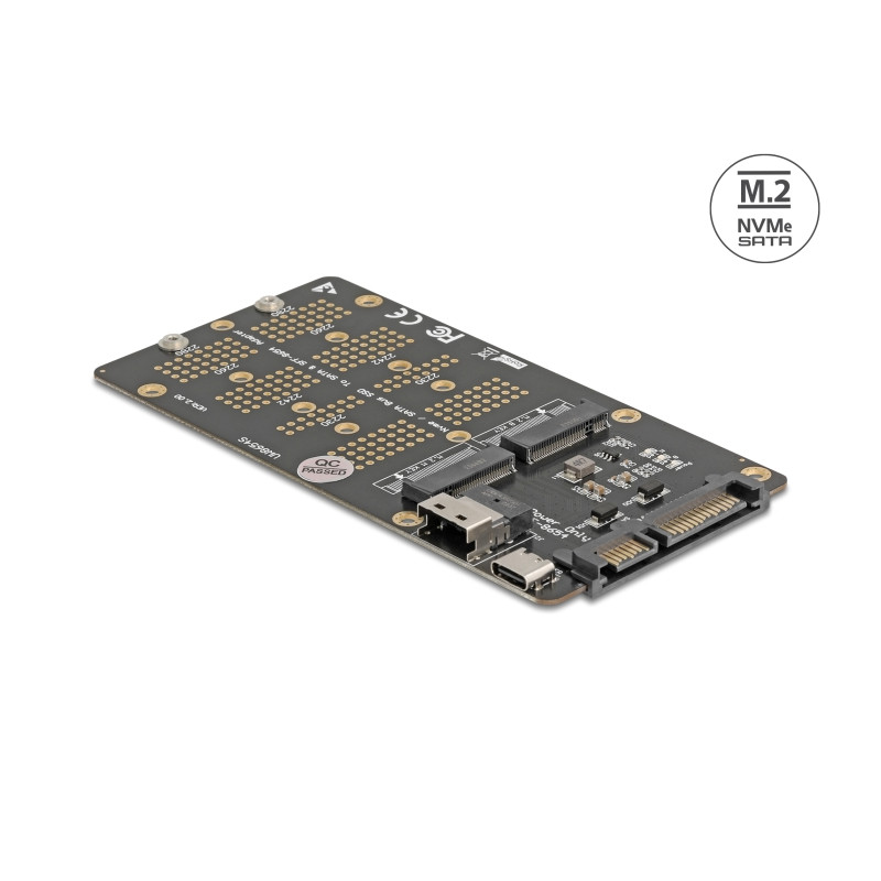 Delock Konverter M.2 Key M NVMe SSD zu SFF-8654 und M.2 Key B SATA SSD zu SATA
