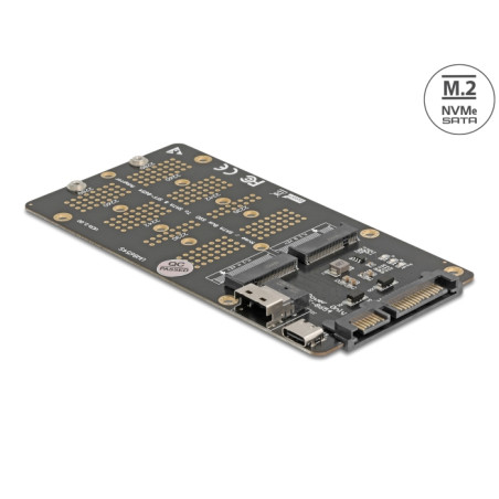 Delock Konverter M.2 Key M NVMe SSD zu SFF-8654 und M.2 Key B SATA SSD zu SATA