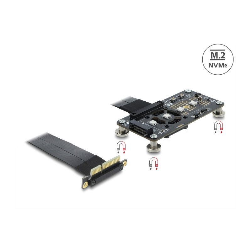 Delock PCI Express 3.0 x4 zu M.2 Key M Adapter mit Lüfter und Kabel 10 cm
