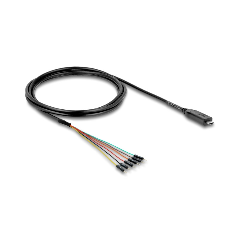 Delock Konverter USB 2.0 Type-C™ zu UART TTL (3,3 V) Schnittstelle mit 6 x Pfostenstecker TX/RX/CTS/RTS und 3,3 V Ausgangsspannu