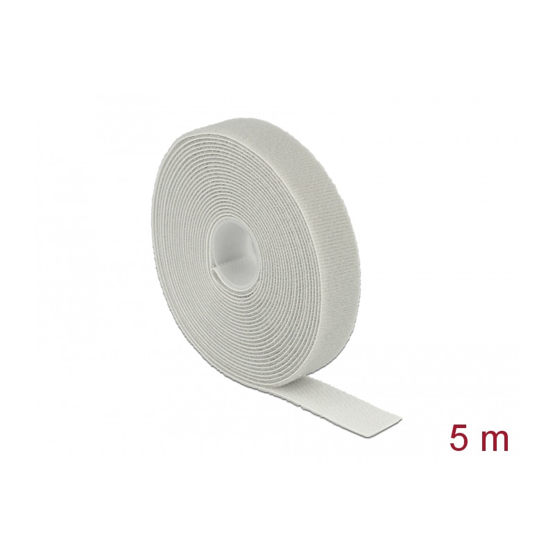 Delock Klettband auf Rolle L 5 m x B 20 mm grau