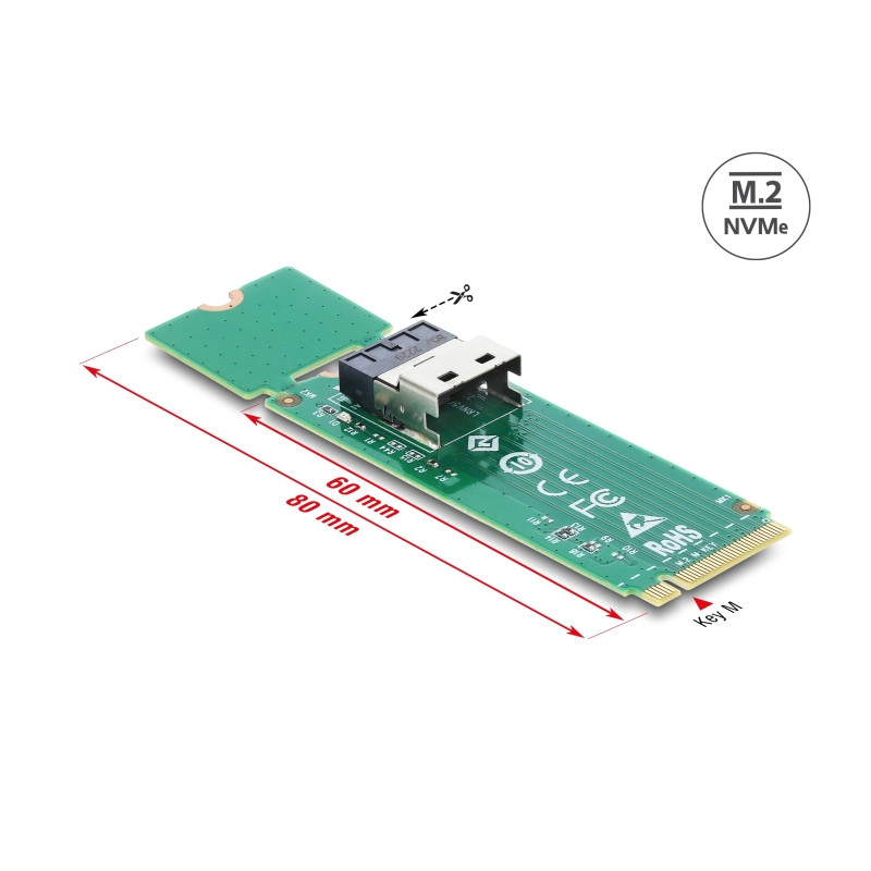 Delock M.2 Key M zu 1 x SFF-8654 4i Konverter
