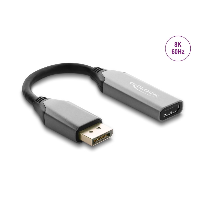 Delock Aktiver DisplayPort 1.4 zu HDMI Adapter 8K mit HDR Funktion