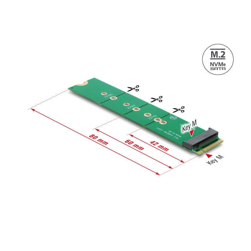 Delock Adapter M.2 Key M Stecker zu M.2 Key M Slot - Portschoner und Verlängerung