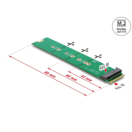 Delock Adapter M.2 Key M Stecker zu M.2 Key M Slot - Portschoner und Verlängerung