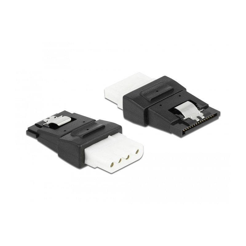 Delock Adapter Power 4 Pin Molex Buchse zu SATA Power 15 Pin Buchse mit Metallclip