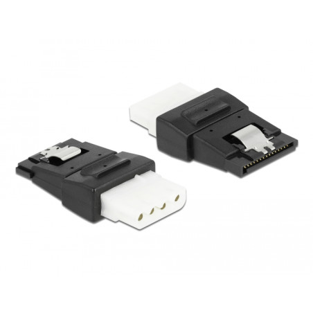 Delock Adapter Power 4 Pin Molex Buchse zu SATA Power 15 Pin Buchse mit Metallclip
