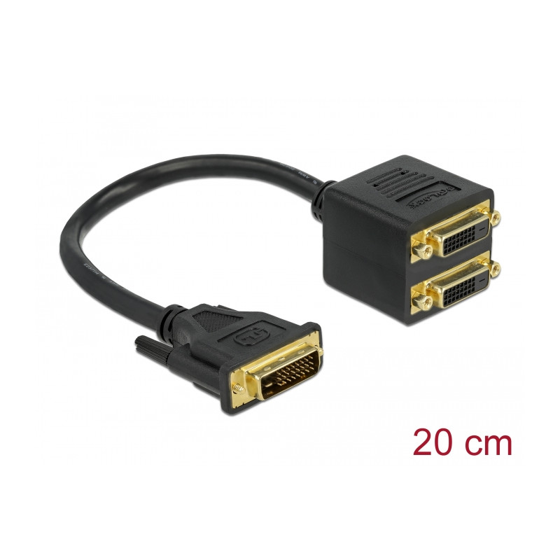 Delock Adapter DVI 24+1 Stecker zu 2 x DVI 24+1 Buchse