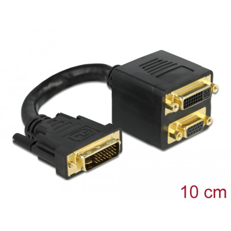 Delock Adapter DVI-I Stecker zu DVI-I und VGA Buchse