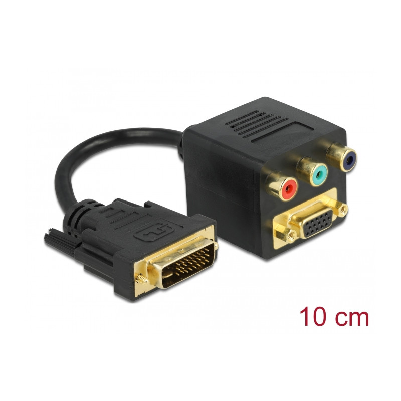 Delock Adapter DVI 24+5 Stecker zu VGA + 3 x Cinchbuchse