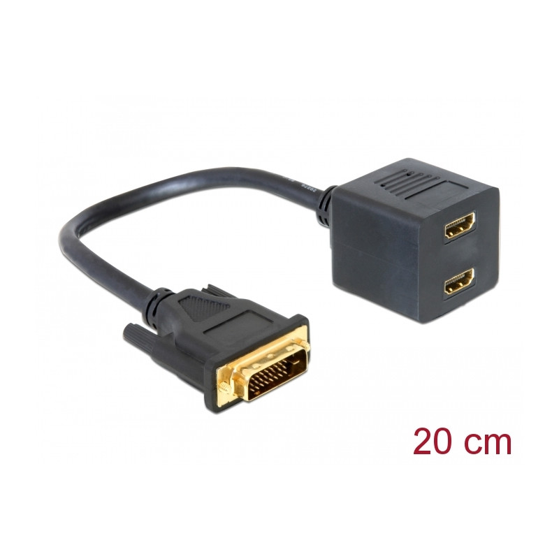Delock Adapter DVI 24+1 Stecker zu 2 x HDMI Buchse