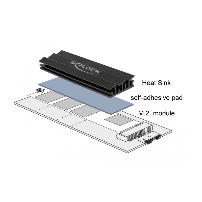 Delock Kühlkörper 100 mm für M.2 Modul schwarz